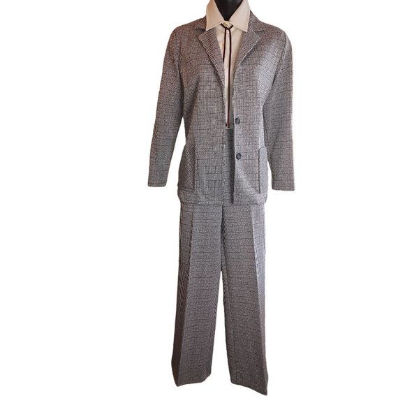 70's Vintage 3PC Red, Black, White & Grey Plaid Polyester Suit  Montgomery Ward - Picture 1 of 13